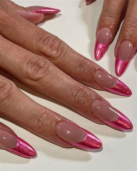 coffin pink chrome nails|coffin and stiletto nails.